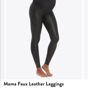 SPANX MAMA FAUX LEATHER MATERNITY LEGGINGS VERY BLACK SIZE - XS